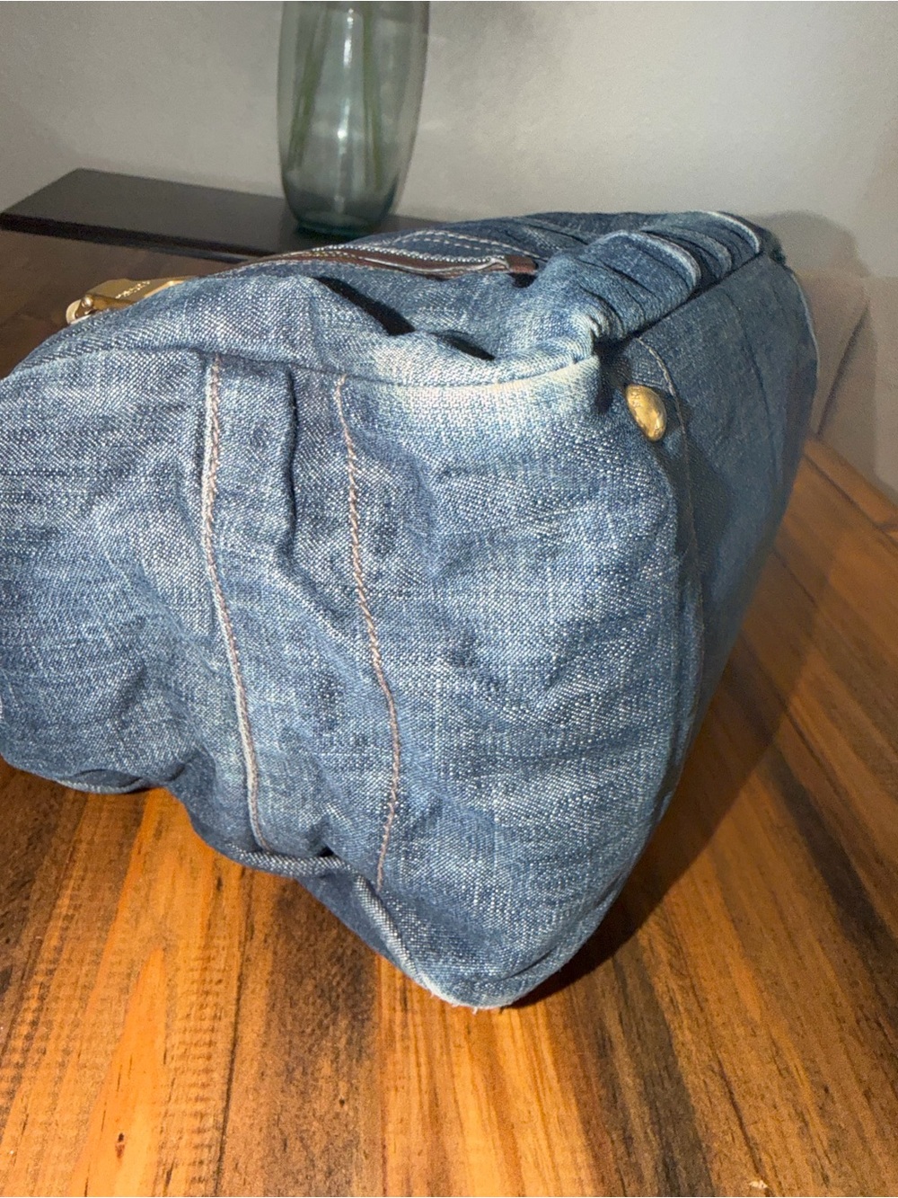 PRADA Denim & Vitello Leather Satchel - Picture 10 of 15